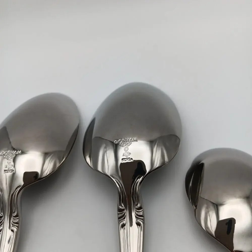 Gorham Valcourt FROSTED 4 Piece Serving Set Stainless 18/8 Flatware Korea NOS